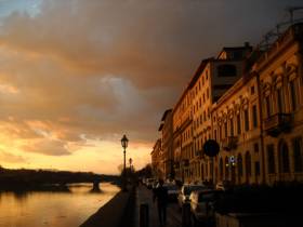 Abendstimmung am Arno in Florenz