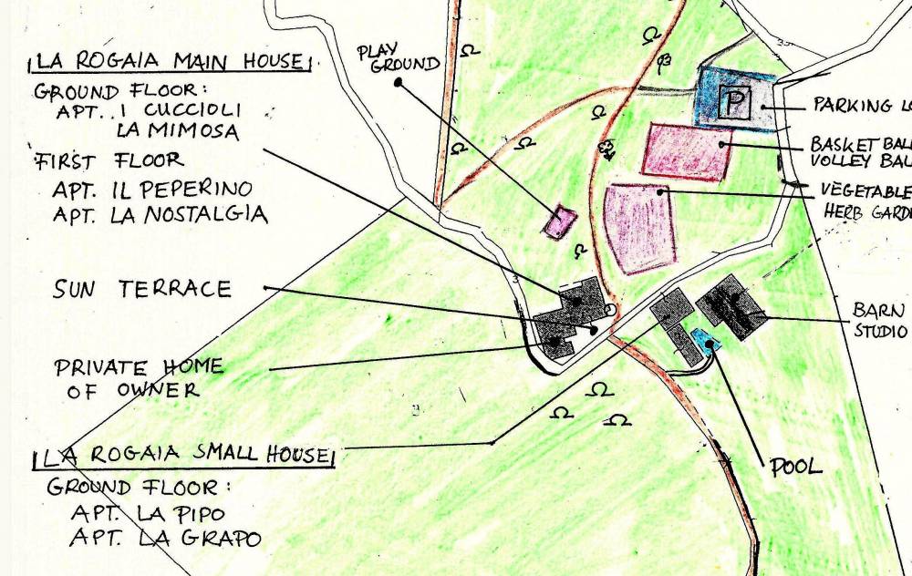 Lageplan der Gebäude von La Rogaia